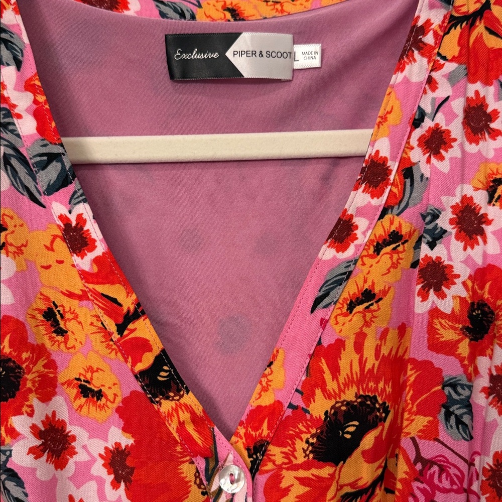 Piper & Scoot Floral Midi Dress With Puff Sleeves - image 2